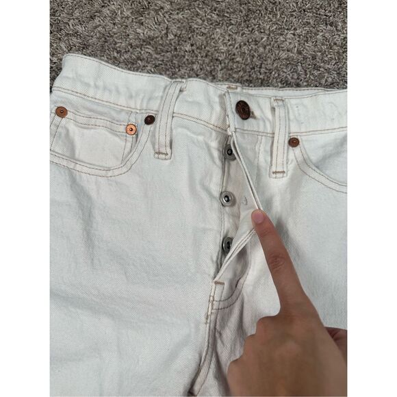 Madewell Slim Demi-Boot Jeans Cream Off White Vintage Canvas Ankle Bootcut 25P - Picture 11 of 15